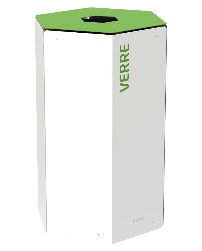 Poubelle de tri sélectif pour verre 50L Vert / Blanc avec ou sans