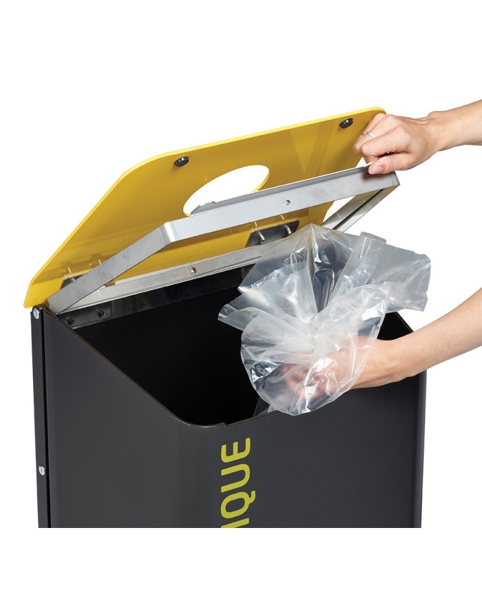 Poubelle de tri sélectif en plastique recyclé 65 L déchets papier